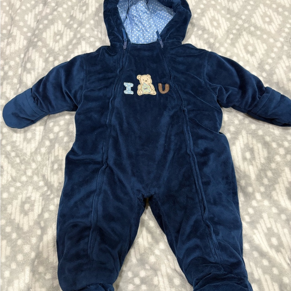 Navy Blue Kids One Piece with Bear Design